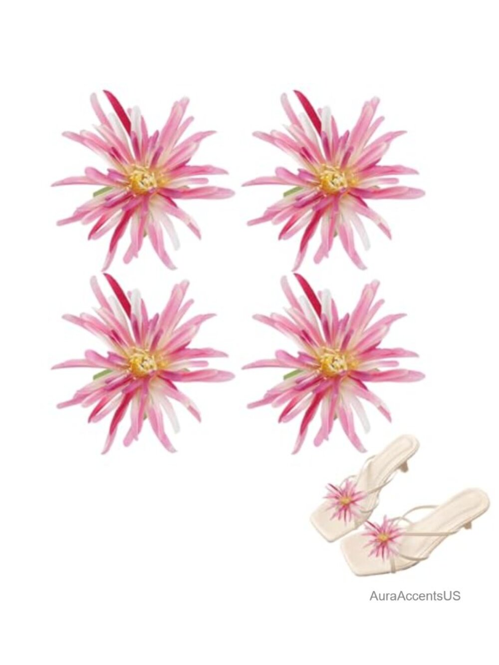 Floral Shoe Clips Cloth Petals Removable Reusable for Heels Flats